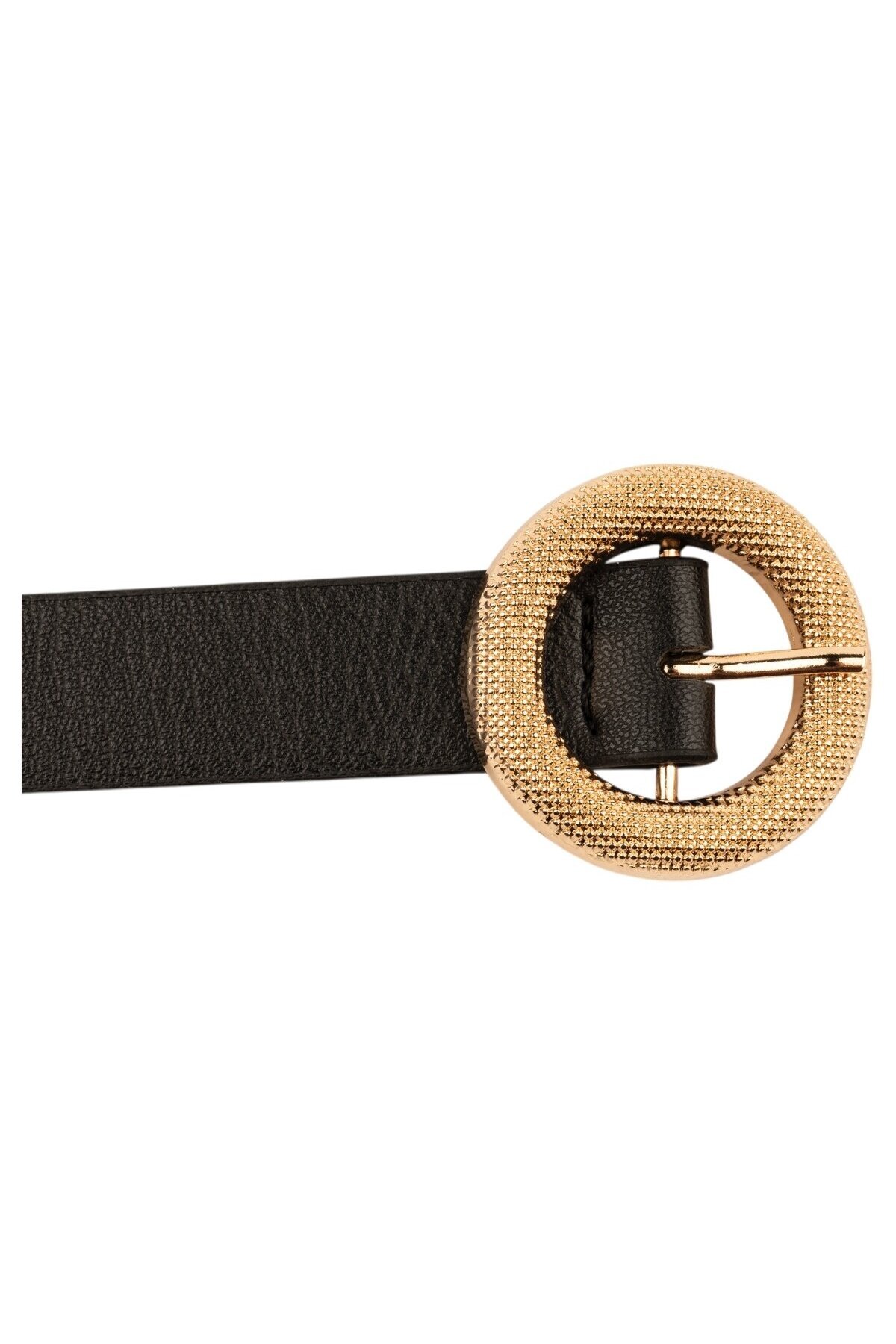 Mozaik Yuvarlak Tokalı İkili Set Siyah_Taba Kadın Kemeri