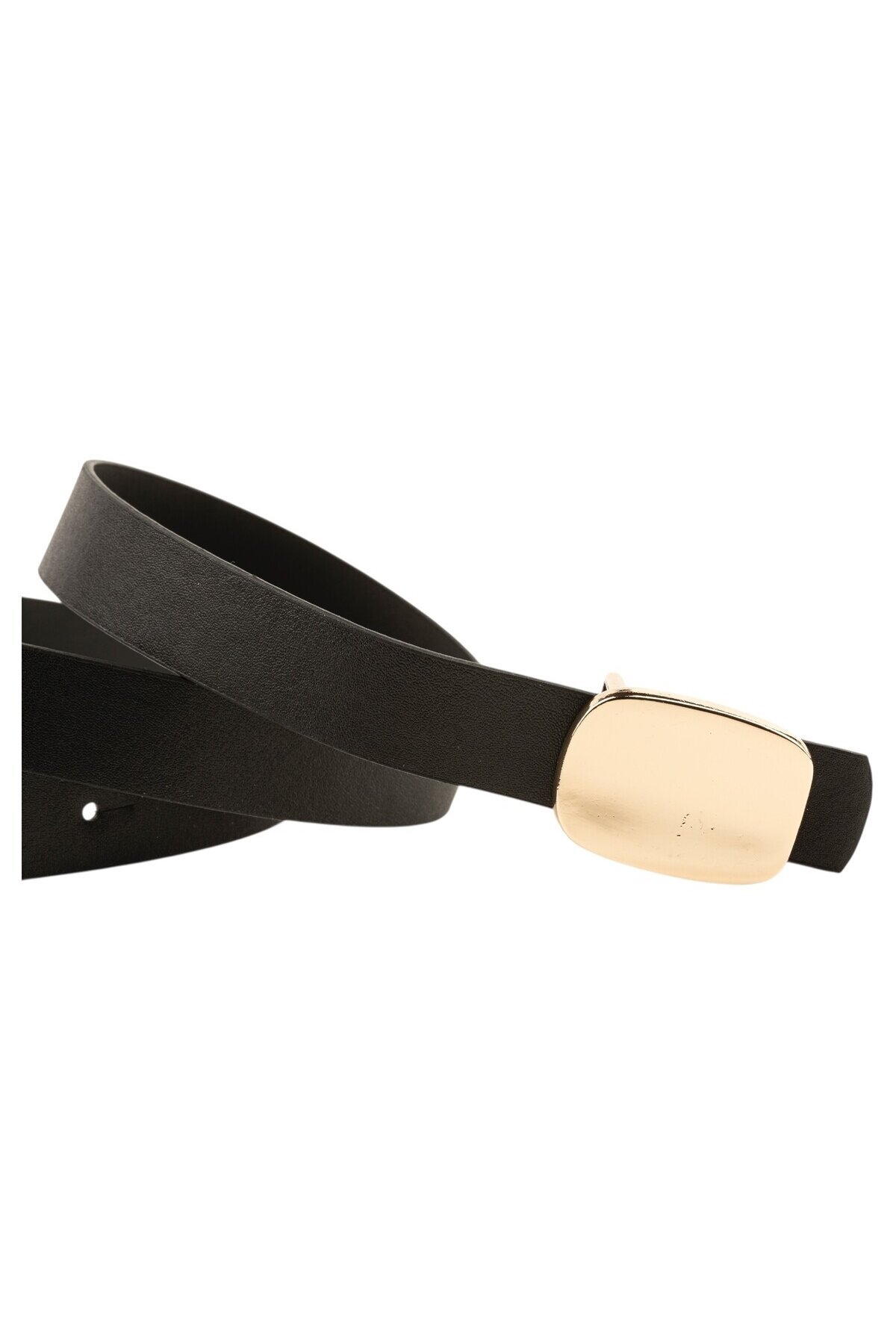 Parlak Kare Tokalı İkili Set Siyah_Taba Kadın Kemeri
