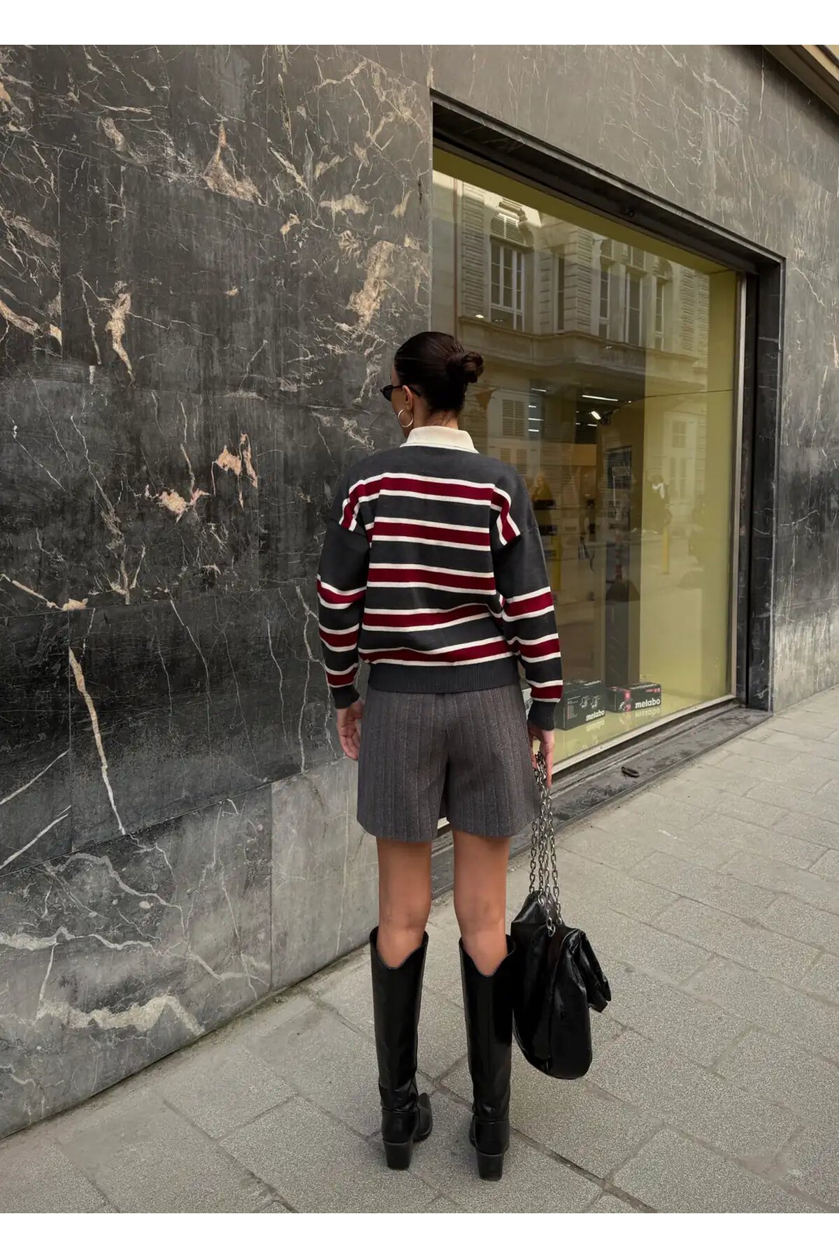 Polo Yaka Oversize Triko Sweatshirt