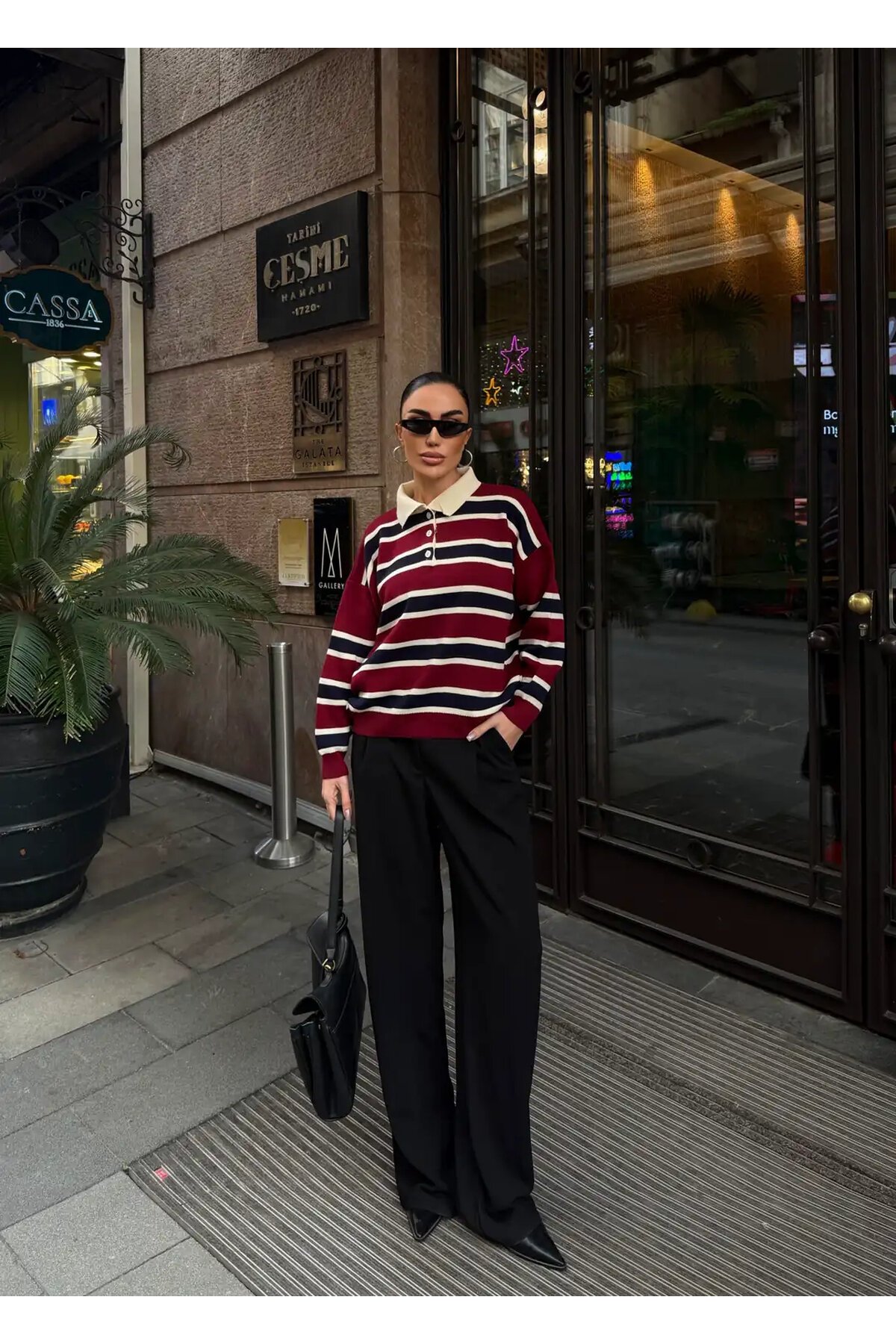 Polo Yaka Oversize Triko Sweatshirt