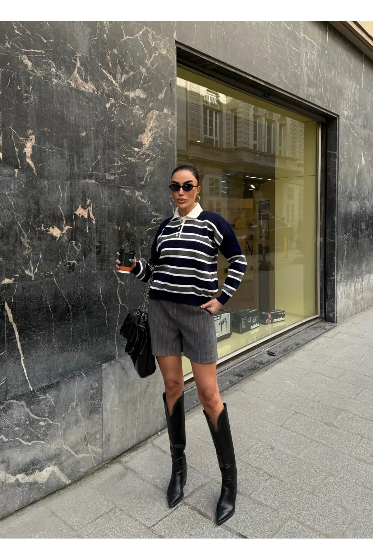 Polo Yaka Oversize Triko Sweatshirt