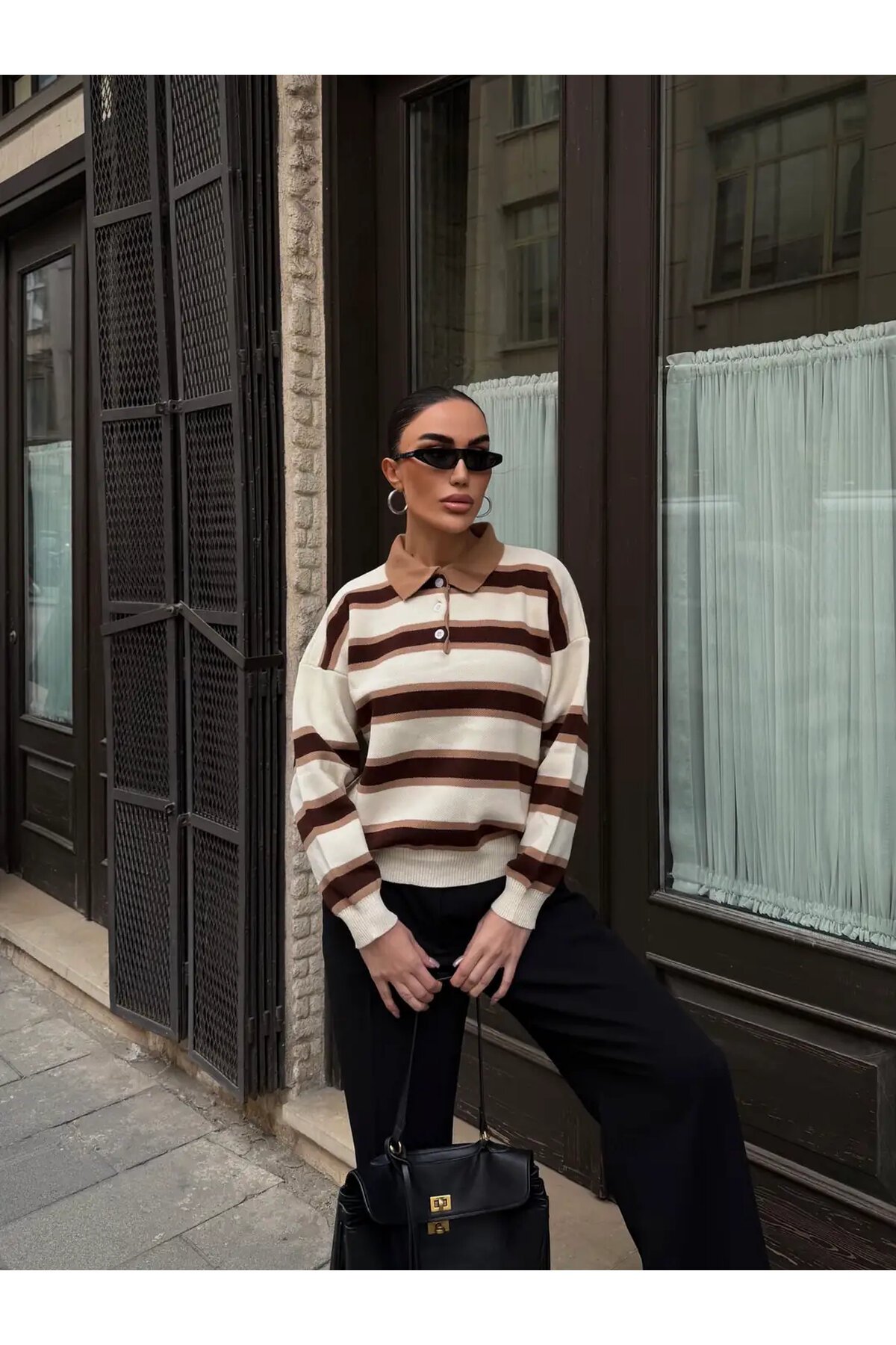 Polo Yaka Oversize Triko Sweatshirt