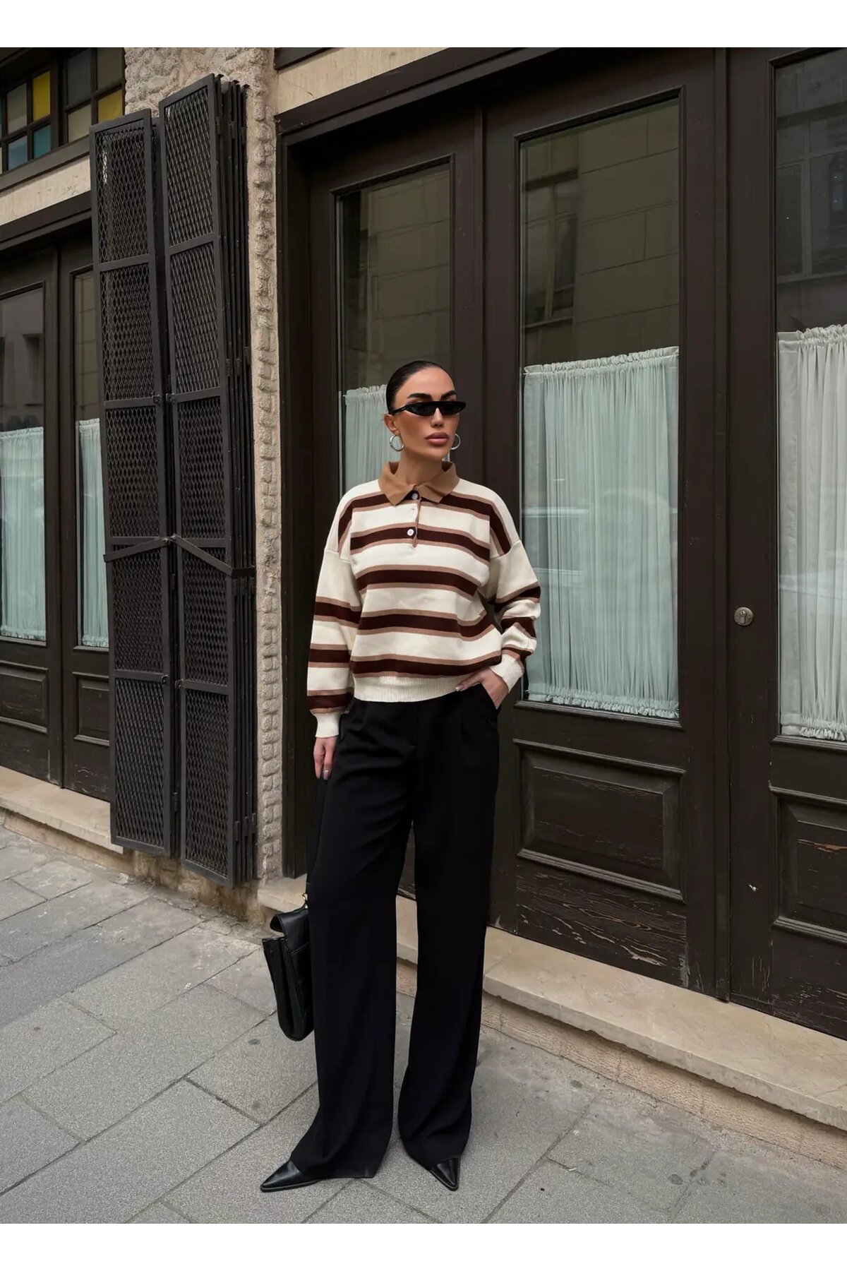 Polo Yaka Oversize Triko Sweatshirt