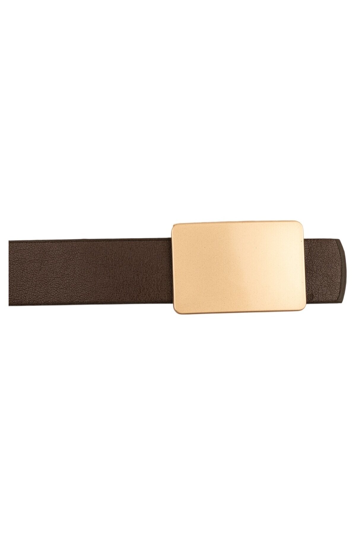 Sade Kare Tokalı İkili Set Kahverengi_Bej Kadın Kemeri