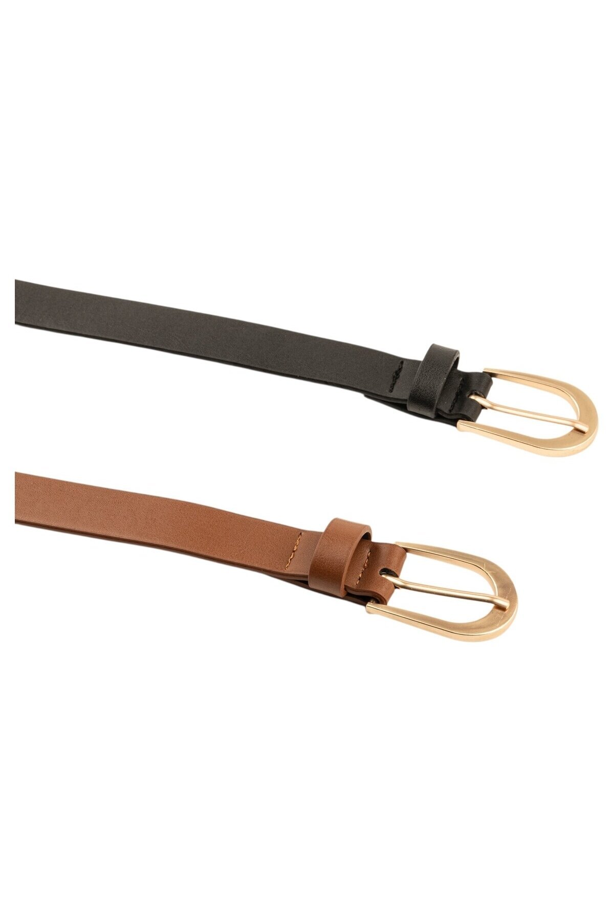 Sade Tokalı İkili Set Siyah_Taba Kadın Kemeri