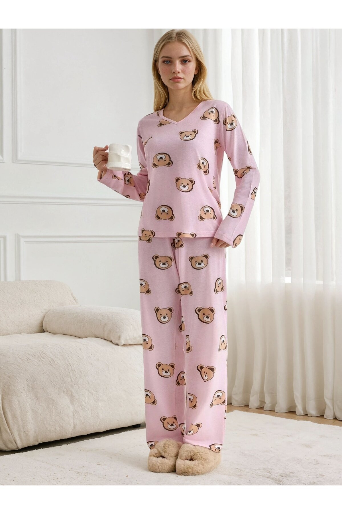 Sweet Teddy Pembe Suprem Pijama Takımı