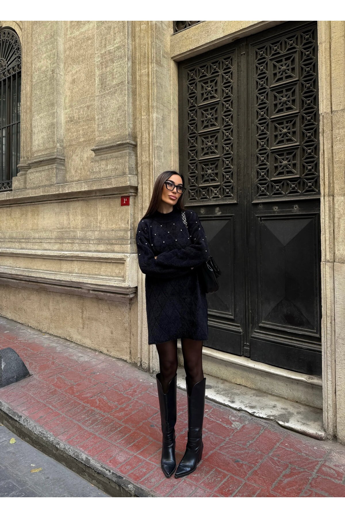 Taş Detaylı Yumuşak Dokulu Mini Elbise