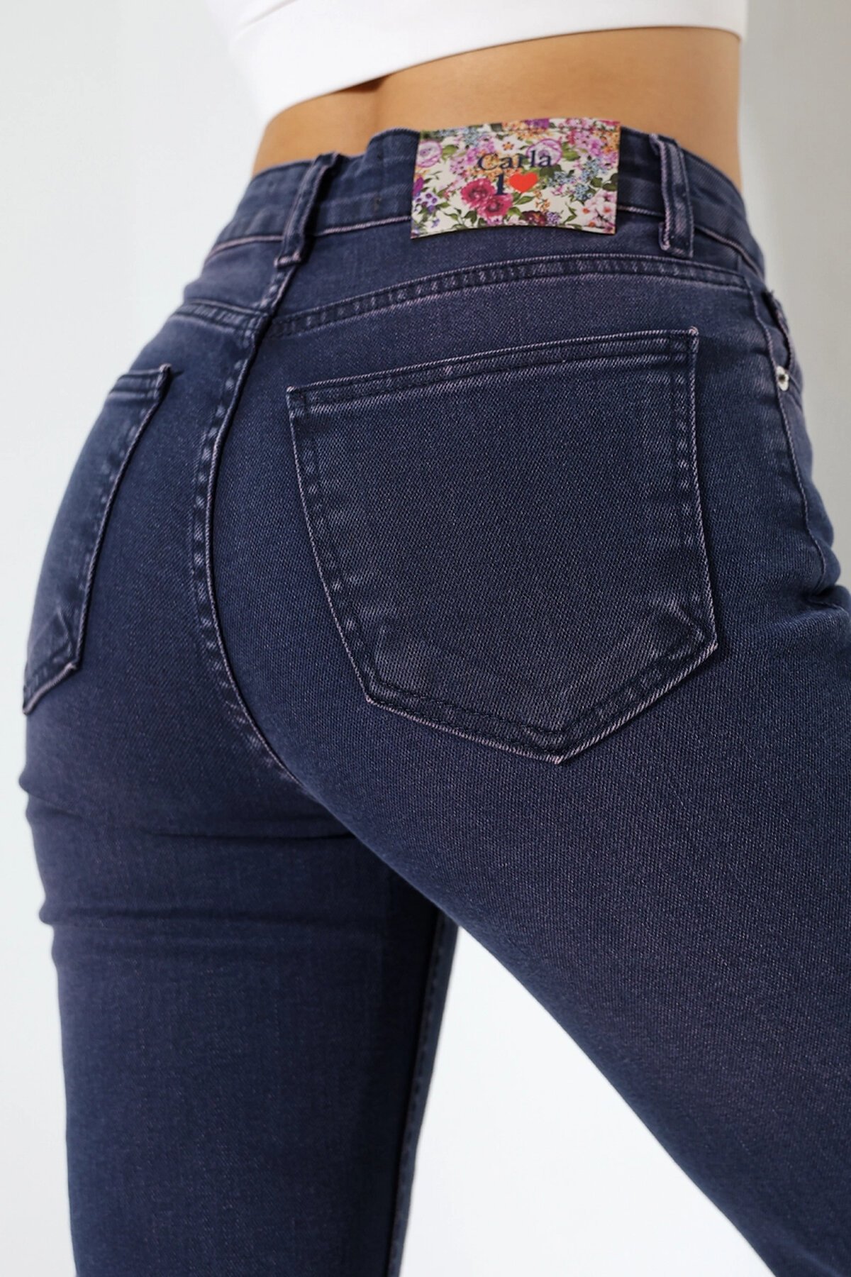 Toparlayıcı Yüksek Bel İspanyol Paça Jean