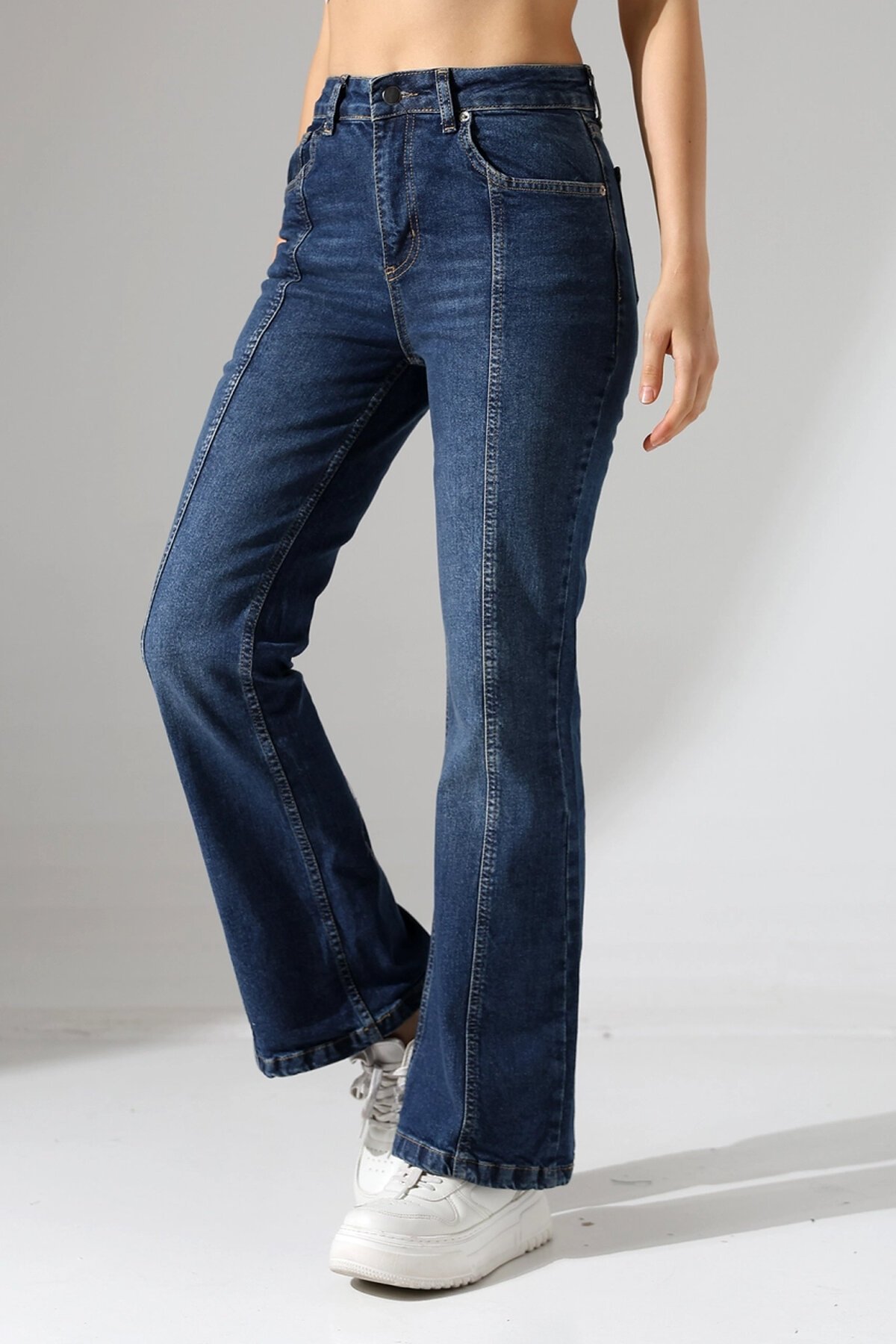 Yüksek Bel İspanyol Paça Jean Pantolon