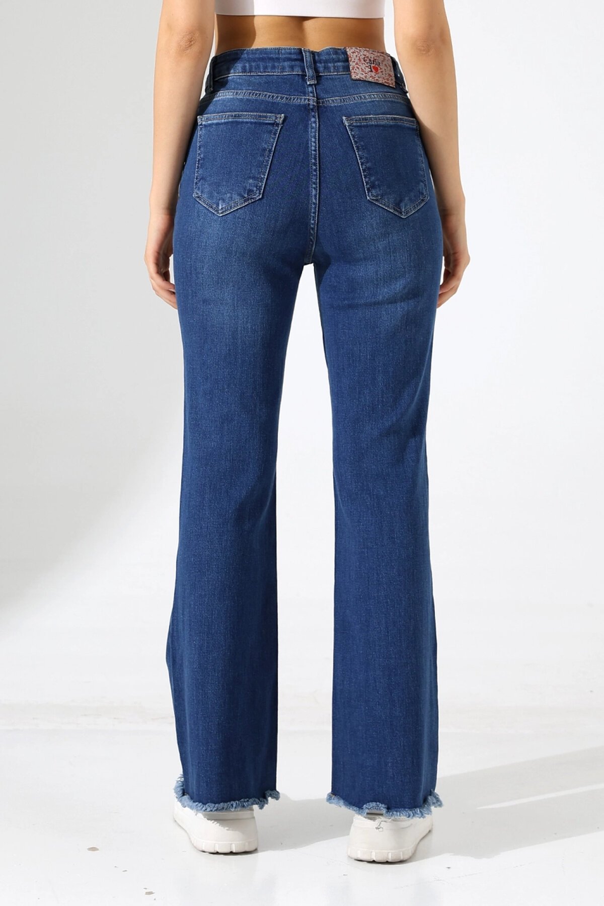 Yüksek Bel İspanyol Paça Püsküllü Jean Pantolon