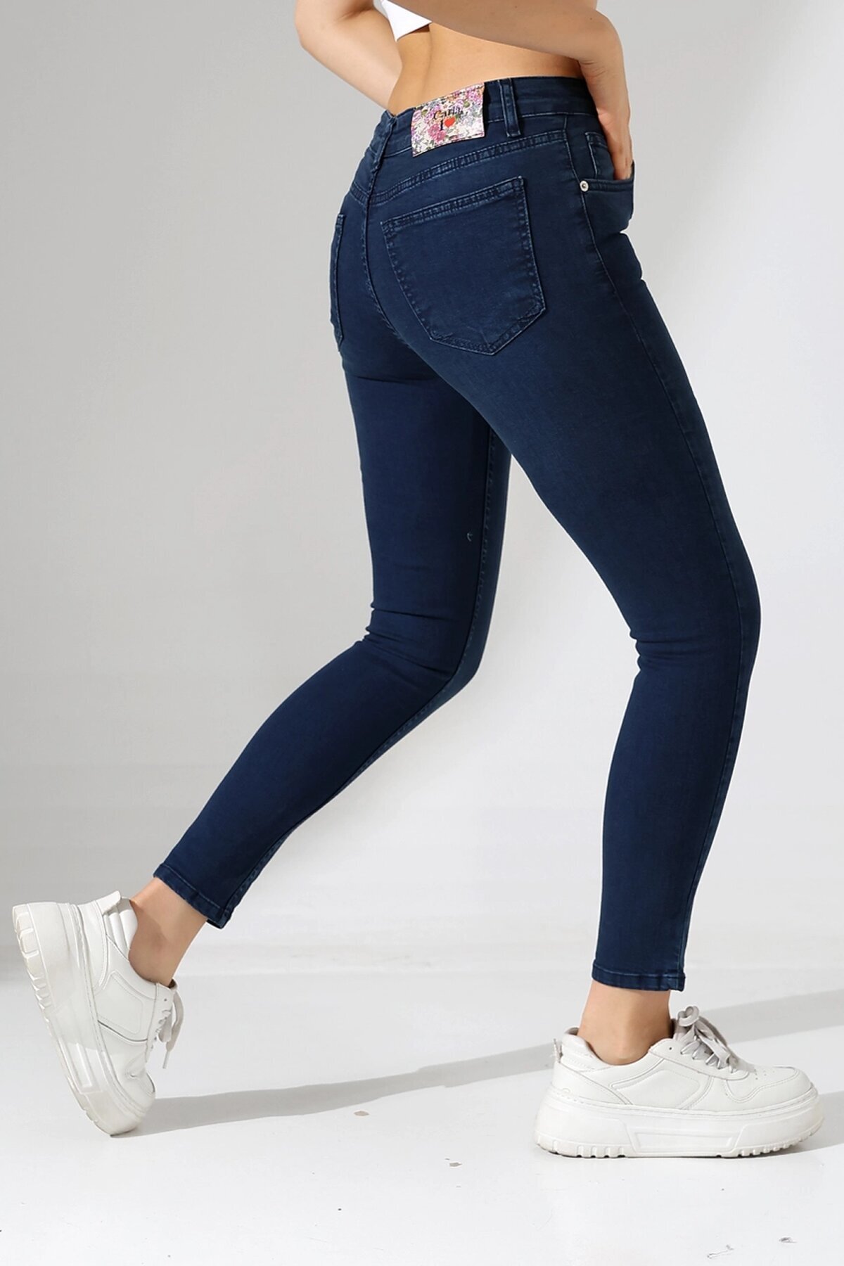 Yüksek Bel Lacivert Skinny Fit Jean Pantolon