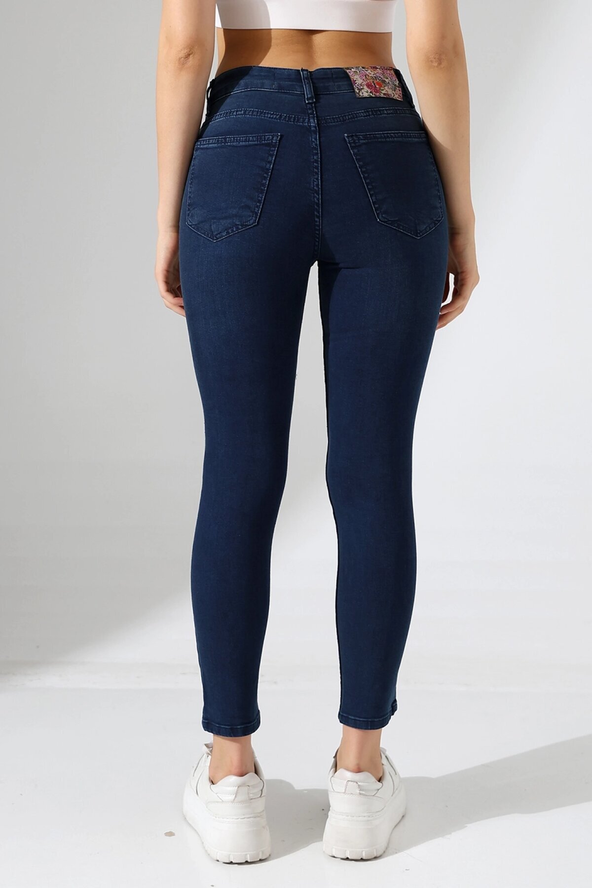 Yüksek Bel Lacivert Skinny Fit Jean Pantolon