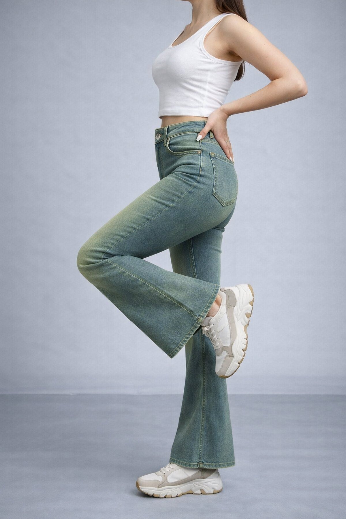 Yüksek Bel Vintage Taşlamalı Jean
