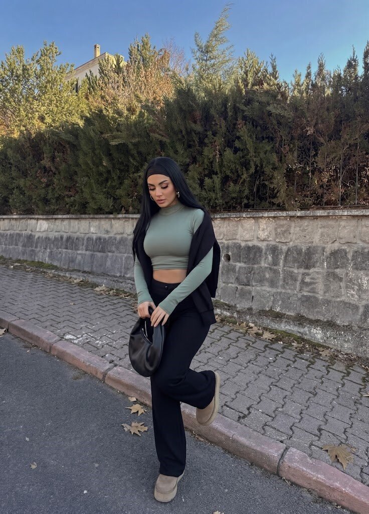 Kaşkorse Kumaş Kuş gözlü Siyah Eşofman Pantolon