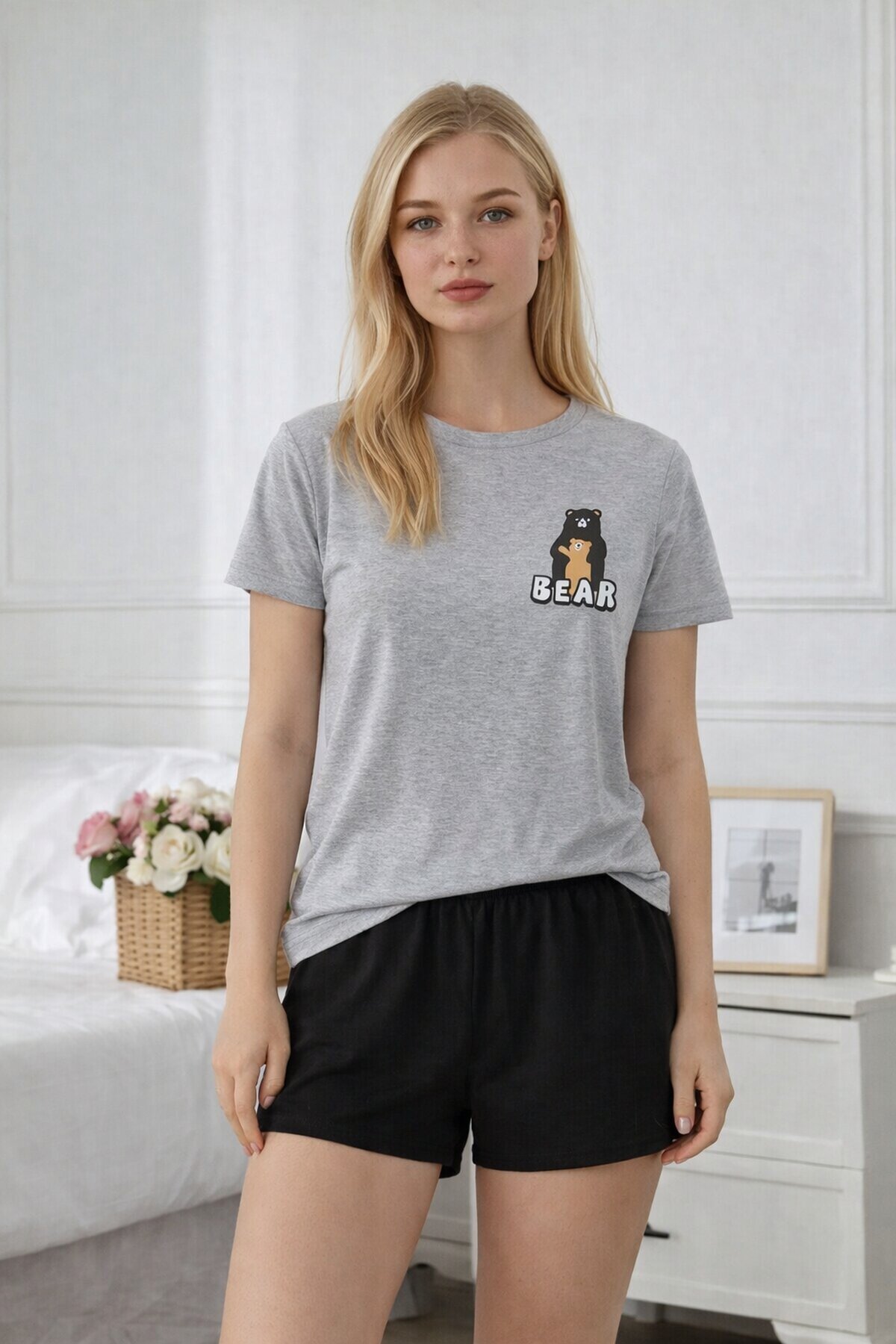 Kısa Kollu Rahat Kesim Pijama Takımı