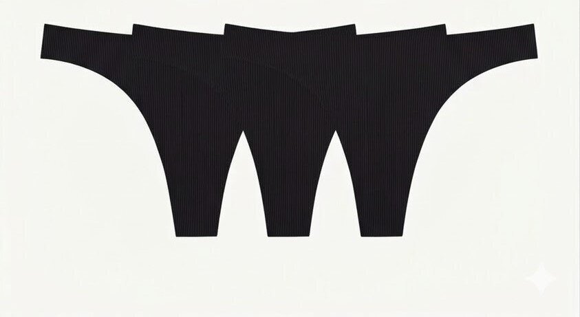 Lazer kesim 3lü Tanga Siyah