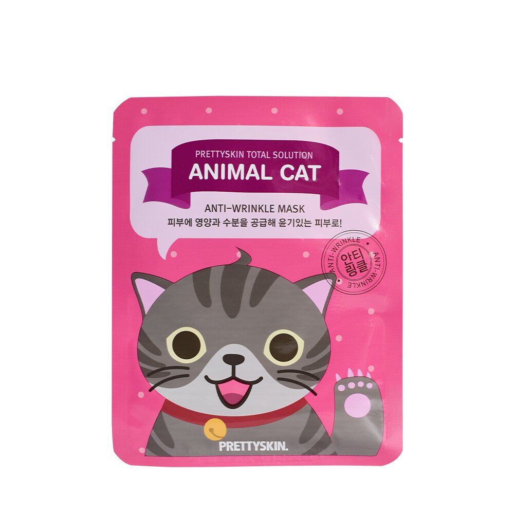 PRETTYSKIN Animal Cat Anti-Wrinkle Mask 25 gr | Kırışıklık Karşıtı Nemlendirici Kağıt Yüz Maskesi