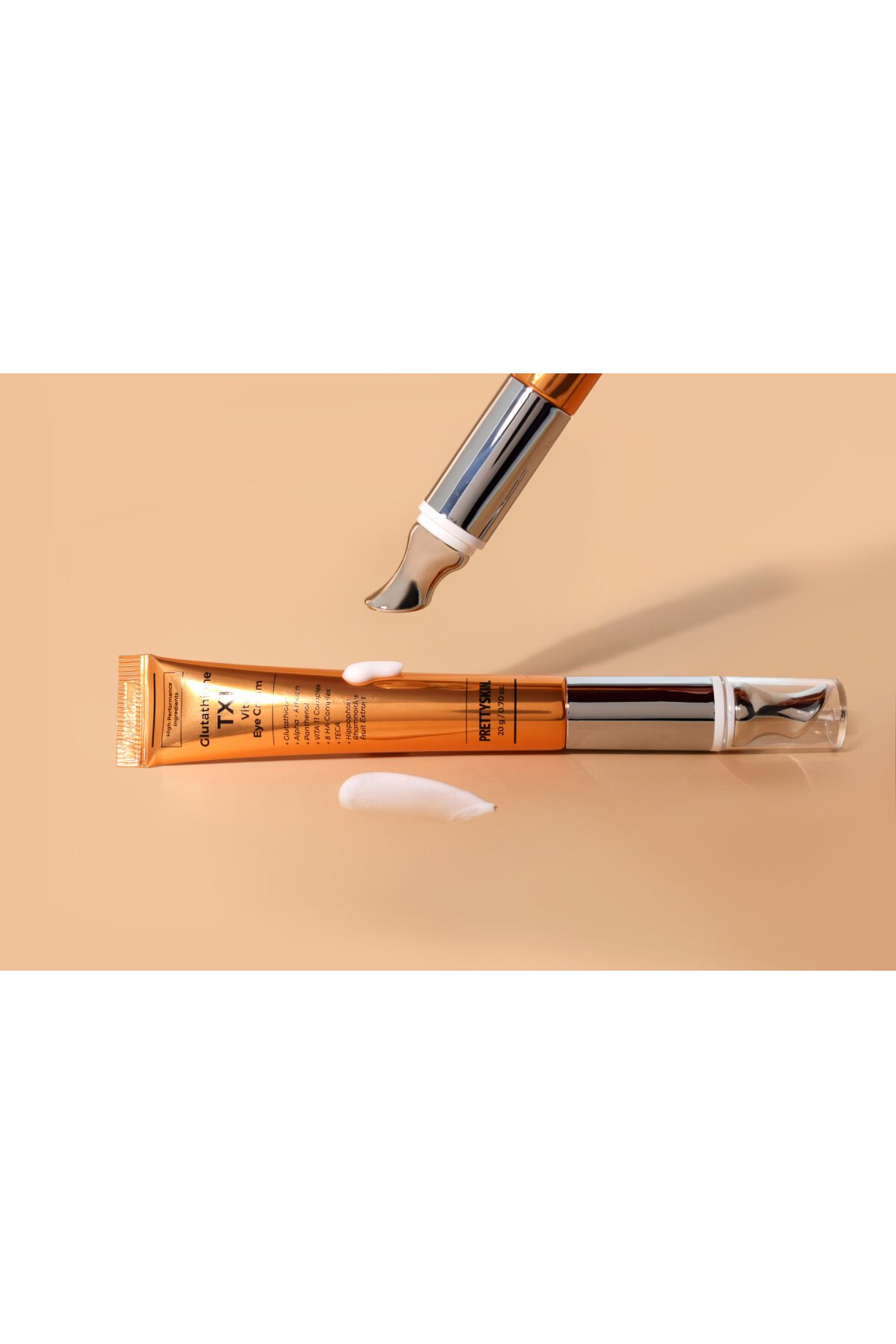 PRETTYSKIN Glutathione TX1 Vita Eye Cream 20 g | Soğutucu Titreşimli Aplikatör Aydınlatıcı ve Kırışıklık Karşıtı Göz Çevresi Kremi