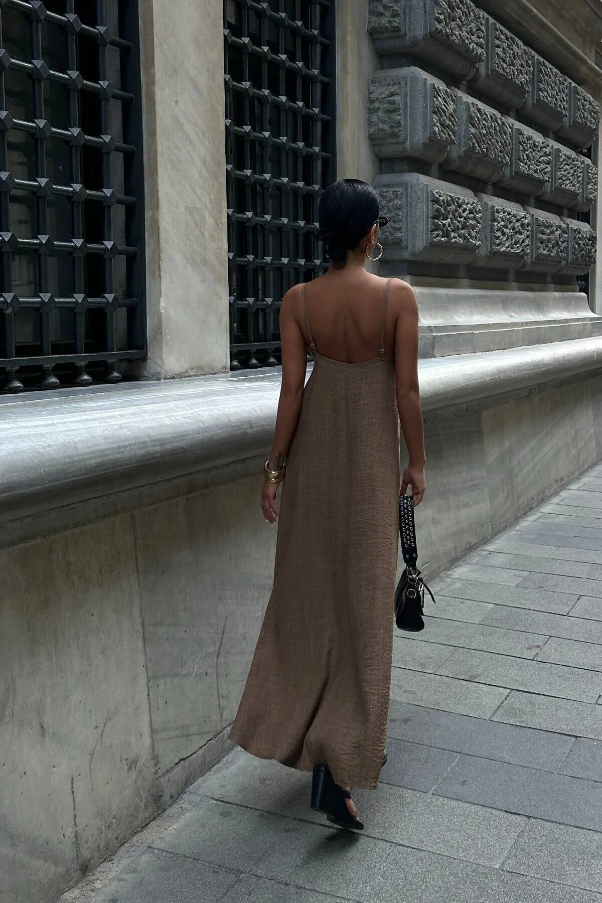 Taş Askılı Salaş Maxi Elbise