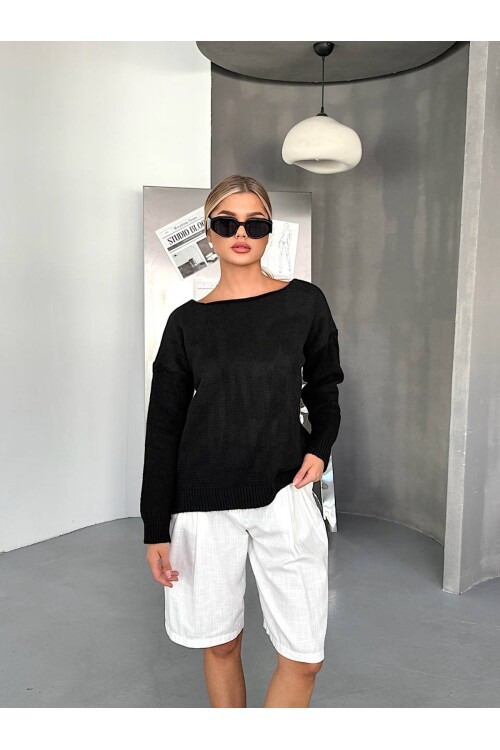 Düşük Omuz Triko Kazak