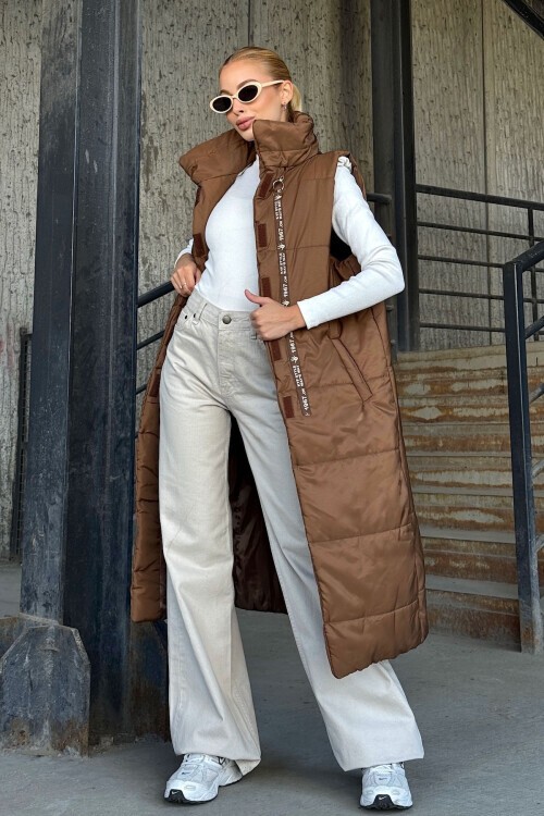 Uzun Boy Kapitone Şişme Yelek