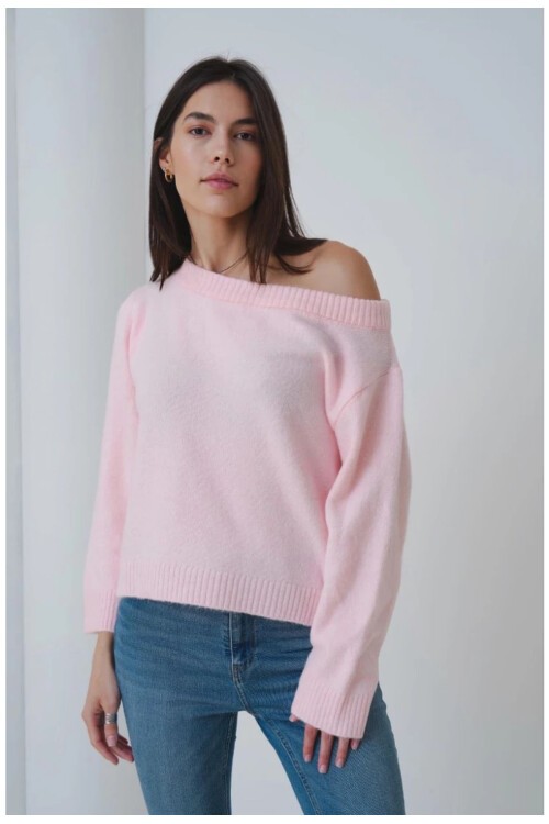 Asimetrik Yaka Oversize Triko Kazak