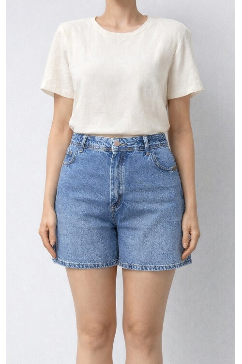 Büyük Beden Mavi Jean Şort