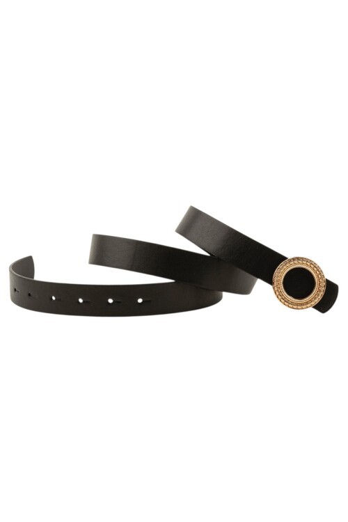 Desenli Halka Tokalı Siyah Kadın Kemeri