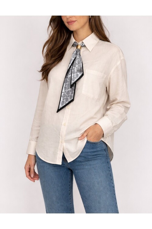 Fularlı Gömlek Ekru