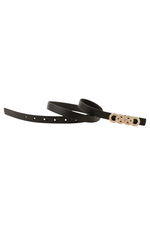 İkili Düğüm Tokalı Siyah Kadın Kemer