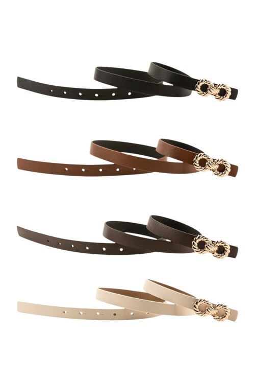 Kadın Çift Halka Tokalı Siyah_Kahverengi_Taba_Bej Kemer