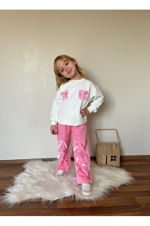 Kız Çocuk Kurdela Detay Eşofman Alt Üst Takım