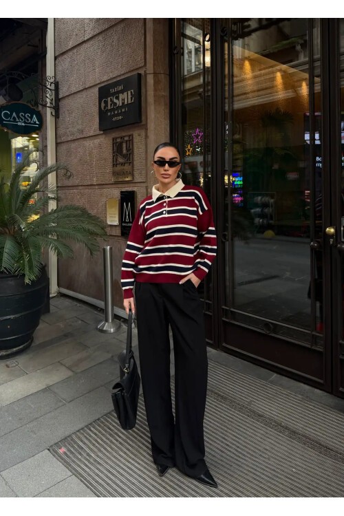 Polo Yaka Oversize Triko Sweatshirt