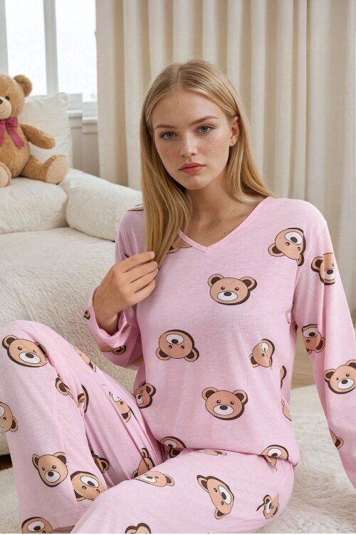 Sweet Teddy Pembe Suprem Pijama Takımı