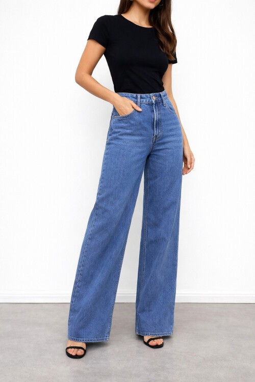 Yüksek Bel Geniş Jean