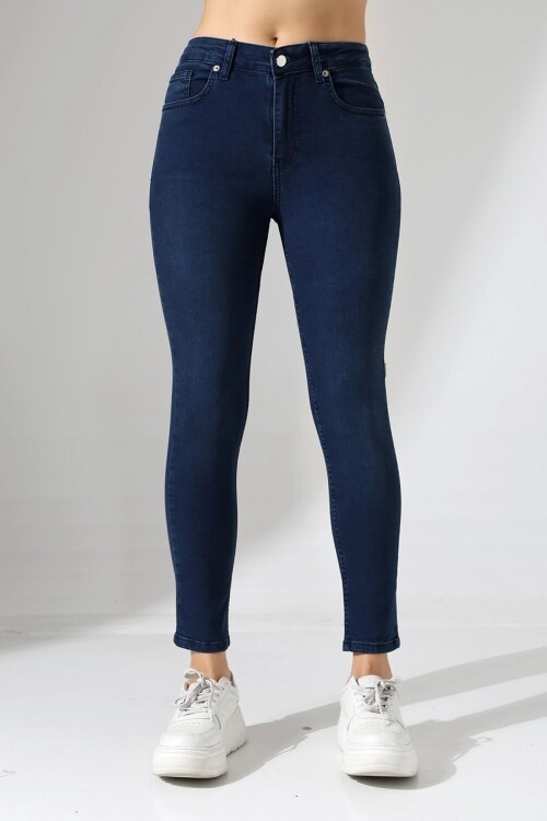 Yüksek Bel Lacivert Skinny Fit Jean Pantolon