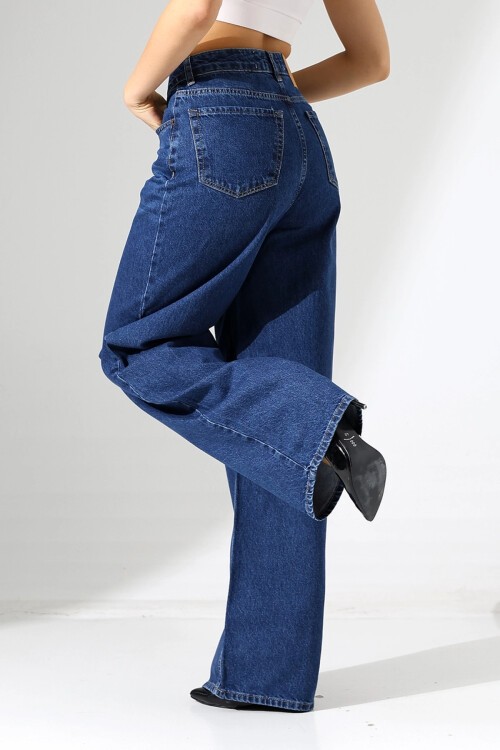 Yüksek Bel Salaş Kesim Bol Paça Jean