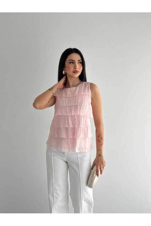 Kat Kat Fırfırlı Kolsuz Bluz – Şık & Feminen Yazlık Kadın Üst