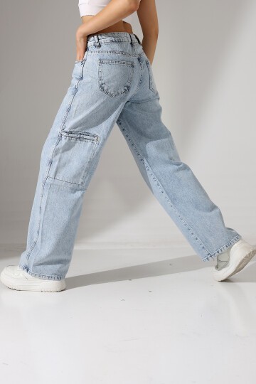Açık Mavi Geniş Paça Jean Pantolon