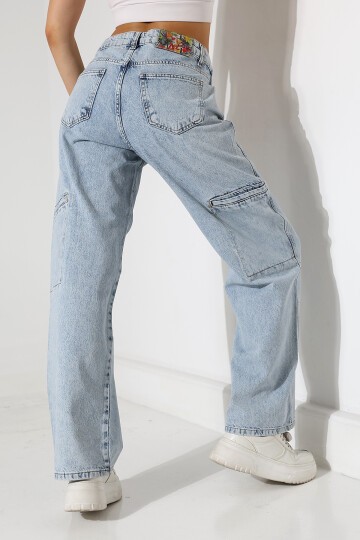 Açık Mavi Geniş Paça Jean Pantolon