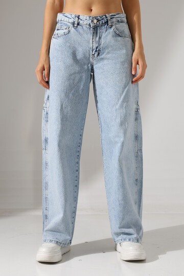 Açık Mavi Geniş Paça Jean Pantolon