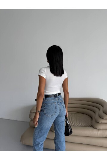 Beyaz Basic Sandy Kumaş Bluz