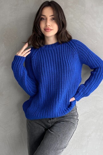 Bisiklet Yaka Selanik Örgü Triko Kazak