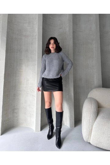 Bisiklet Yaka Selanik Örgü Triko Kazak