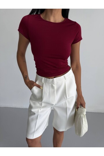 Bordo Basic Sandy Kumaş Bluz