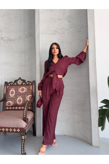 Bordo Massimo Takım Modal Kumaş