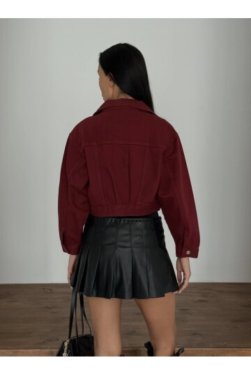 Çift Cepli Denim Crop Ceket