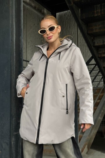 Çift Cepli Kapüşonlu Mont