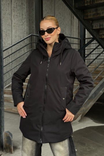 Çift Cepli Kapüşonlu Mont