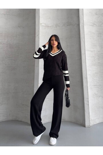 Çizgili Saç Örgü Takım